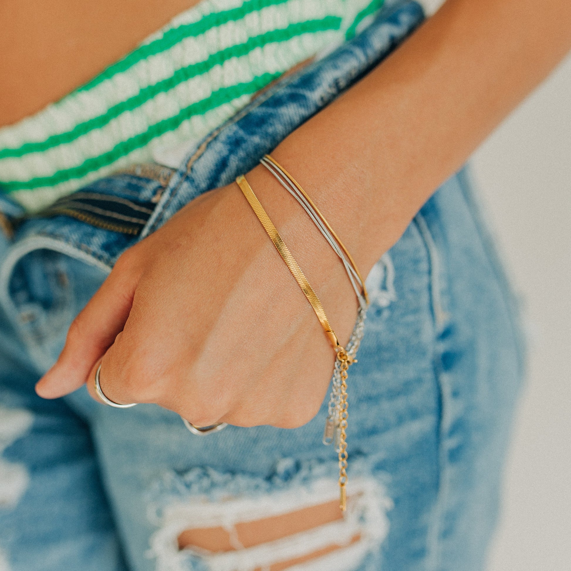 Everyday Herringbone Chain Bracelet | Swim In Jewelry