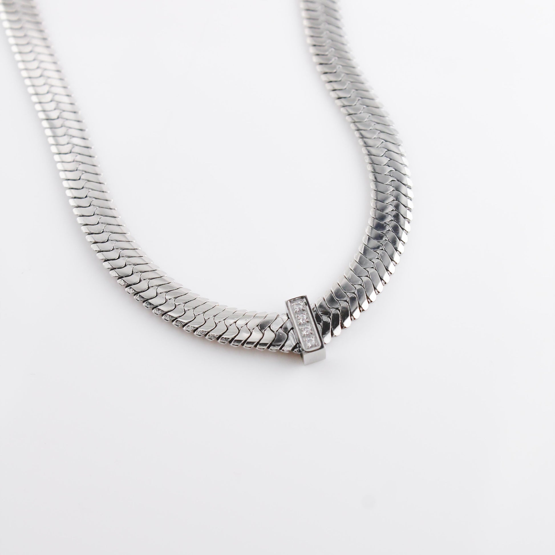 Silver Ritz Herringbone Necklace | Swim In Jewelry