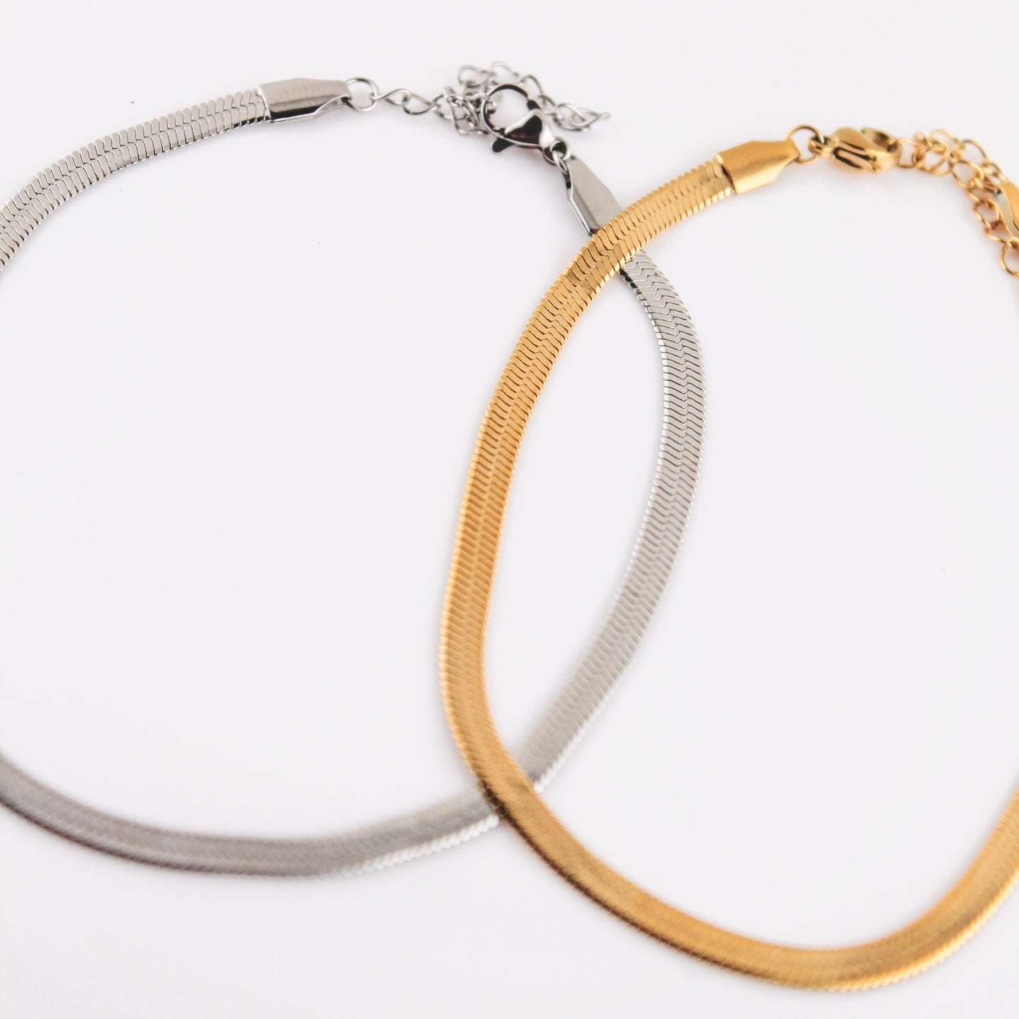 Everyday Herringbone Anklet | Silver and Gold | Swim In Jewelry