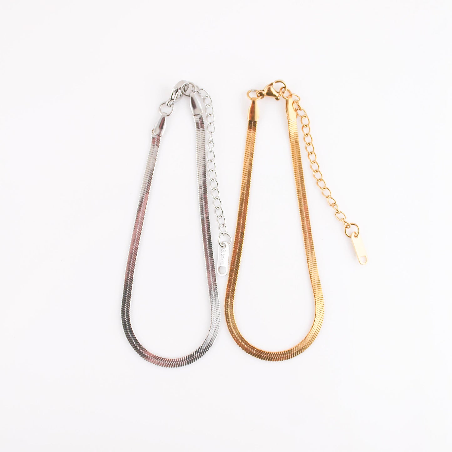 Everyday Herringbone Anklet | Silver and Gold | Swim In Jewelry