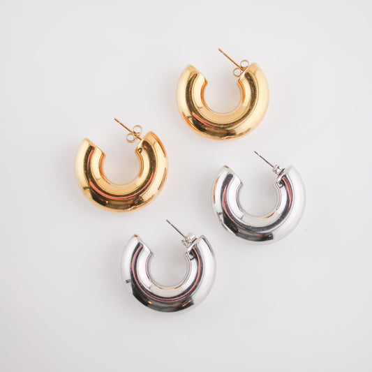 The Overseas Hoop Earrings | Silver + Gold | Swim In Jewelry
