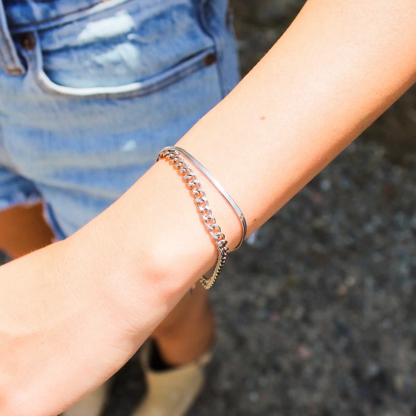 Cowboy Silver Double Chain Bracelet | Swim In Jewelry