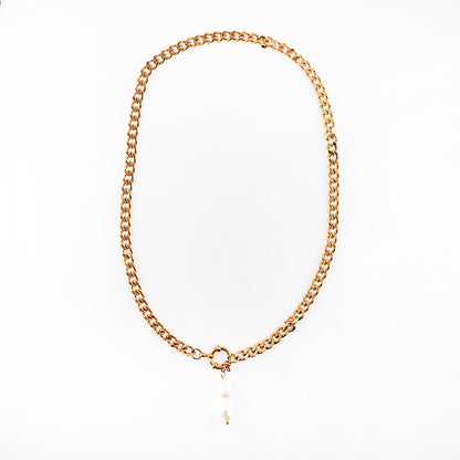 Double Pearl Cuban Charm Necklace | Swim In Jewelry