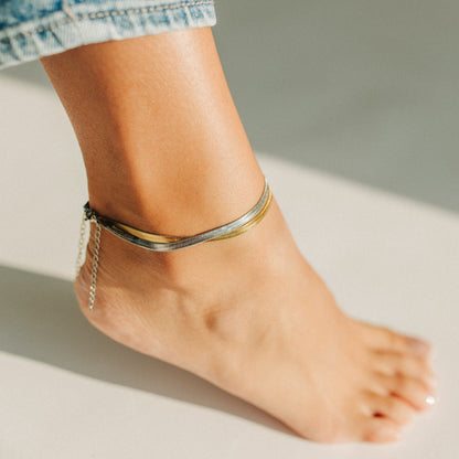 Everyday Herringbone Anklet | Swim In Jewelry
