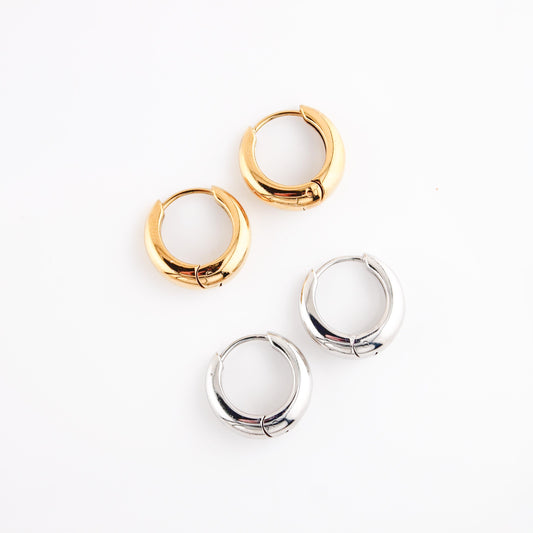 Gold and Silver Below Deck Huggie Earrings | Swim In Jewelry
