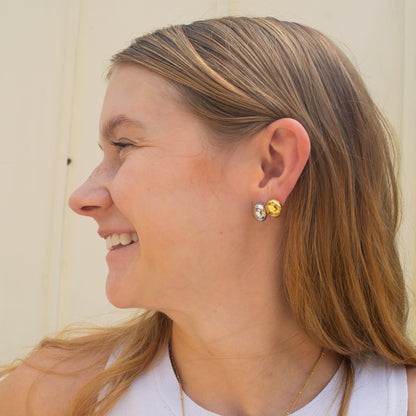 Dew Drop Stud Earrings | Silver and Gold | Swim In Jewelry